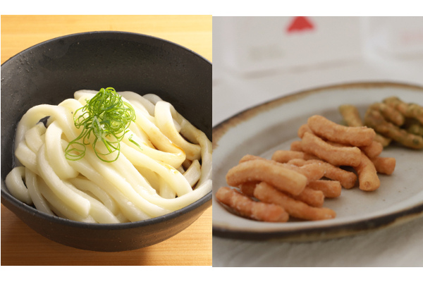 黄金比の特製タレとやわらかい太麺の「伊勢うどん」と、真珠塩・伊勢海老・あおさにこだわる「かりんとう」
