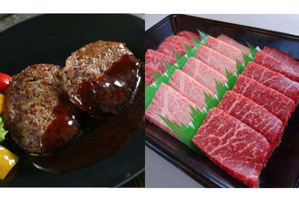 さらりと溶ける脂の甘みに感動!店主が自ら厳選する新潟村上牛100%の「ステーキハンバーグ」と「焼肉 おまかせ三種盛セット」